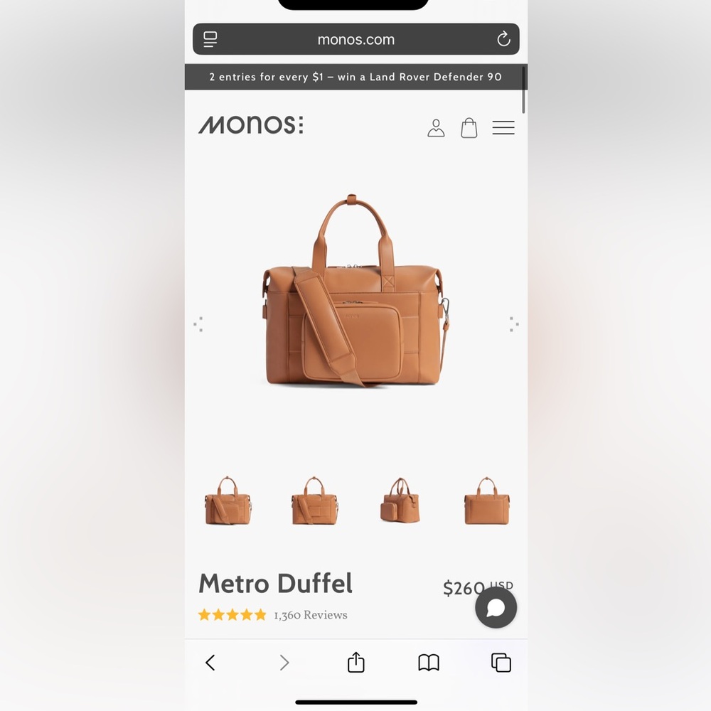 Monos Metro Duffel Bag in Tan